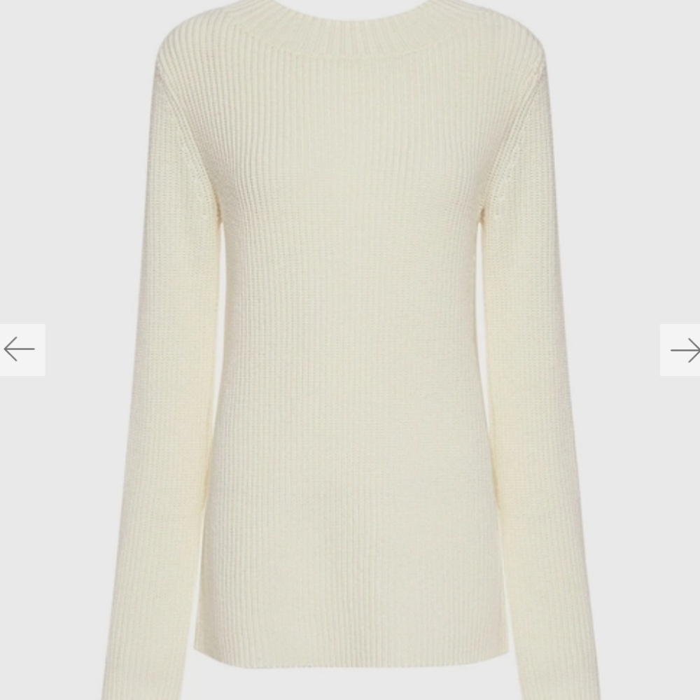 A.L.C Markell cashmere Wool blend Lace Up Sweater cream womens large #002 - Picture 2 of 10